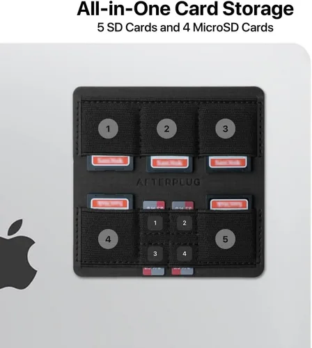 Vista 2 de Soporte para tarjetas SD y MicroSD ultra delgado para portátiles, 9 ranuras para 5 tarjetas SD y 4 MicroSD, color negro