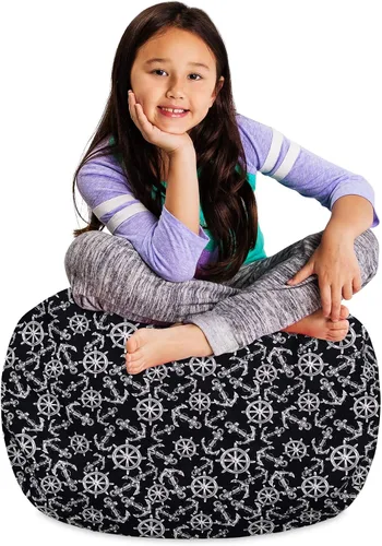 Vista 79 de Posh Creations Funda de puf para niños con almacenamiento para animales de peluche - Organizador de juguetes para niños, Mediano 68.58 cm - Lona