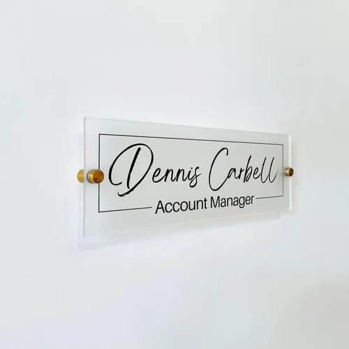Vista 7 de Letrero de pared de oficina personalizado con logotipo de la empresa, exhibición de logotipo acrílico redondo o rectangular para oficina, letrero