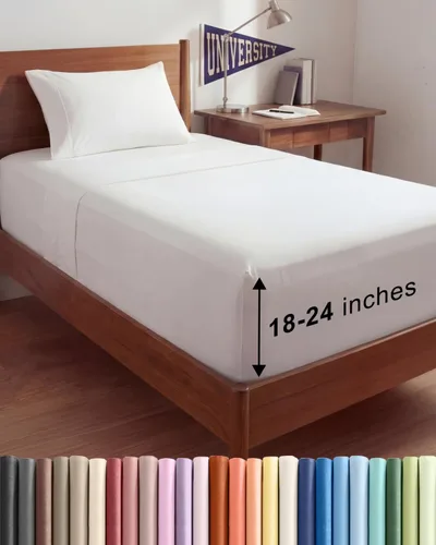Vista 137 de Sábanas individuales de bolsillo extra profundo, sábanas transpirables y refrescantes de 3 piezas, juego de sábanas de lujo para hotel, suaves, sin