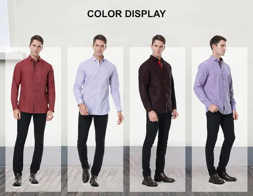 Vista 6 de Damipow Camisa de manga larga para hombre, casual, con botones, para hombre