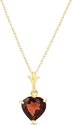Vista 3 de Galaxy Gold GG Juego de joyas de oro de 14 quilates, collar y pendientes con granate natural en forma de corazón