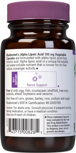 Vista 3 de BLUEBONNET NUTRICIÓN ÁCIDO ALFA LIPOICO 100 mg