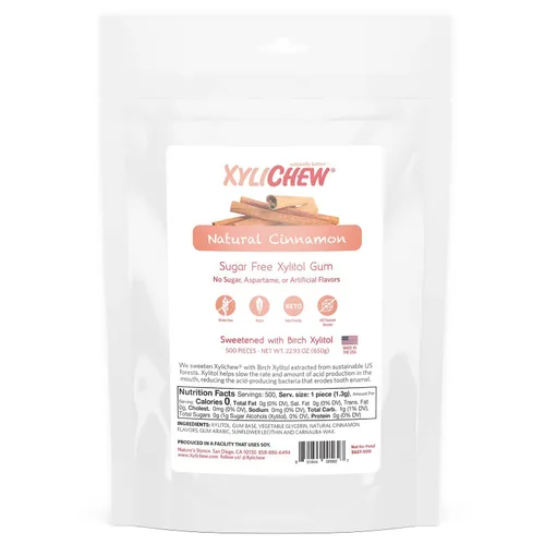 Vista 24 de Xylichew Goma de mascar 100% xilitol sin OMG, sin aspartamo, sin gluten y sin azúcar, cuidado bucal natural, alivia el mal aliento y la boca seca