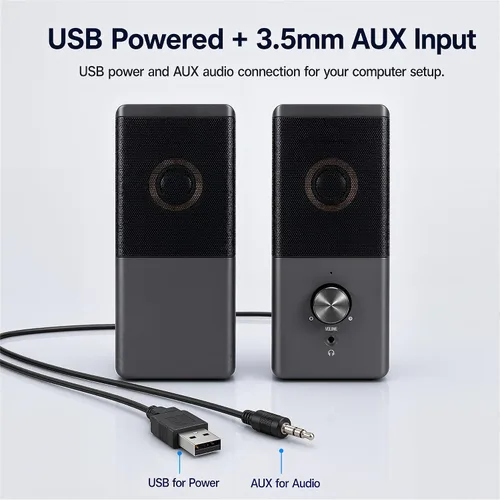Vista 9 de ROSON - Altavoces para computadora, alimentación por USB, estéreo AUX