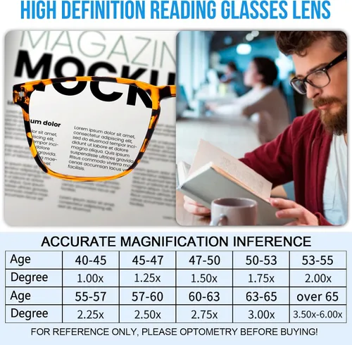 Vista 24 de Lightweight Reading Glasses Men Women Square Spring Hinges Readers 1.00 1.25 1.50 1.75 2.00 2.25 2.50 2.75 3.00