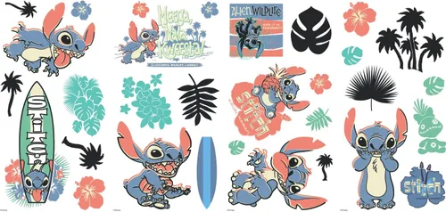 Vista 2 de Calcomanías para pared de RoomMates Disney Stitch Surf's Up (despegar y pegar) de RoomMates, RMK5367SCS