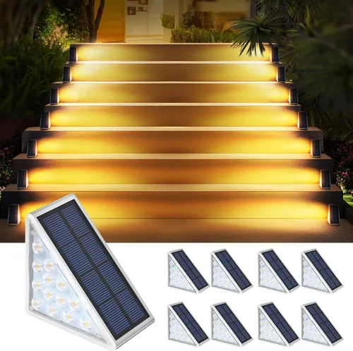 Vista 15 de AUDLES Luces LED Solares para Escalones Impermeables Luces para Escaleras Exteriores, Luz Solar para Terraza Decoración Exterior IP67 Luz