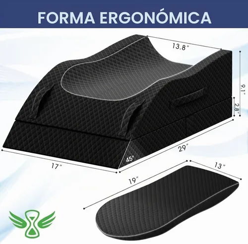 Vista 2 de CushZone - Almohada de pierna, almohada elevadora de pierna con almohadilla y espuma viscoelástica, almohada de apoyo de altura ajustable