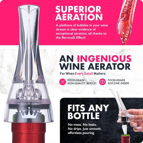 Vista 4 de VINABON Boquilla Vertedora Aireadora de Vino – Aireador de Vino Profesional Actualizado 2026 para Sabor Superior, Bouquet Mejorado y Acabado Rico