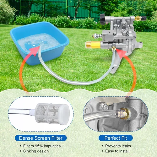 Vista 3 de Enhon Kit de inyector químico de tubo de sifón, manguera de sifón para lavadora a presión con filtro, kit de inyector de jabón químico compatible