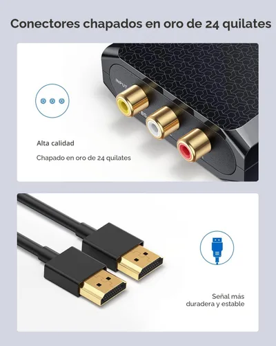 Vista 4 de Adaptador WENTER de RCA a HDMI, convertidor de 1080P AV a HDMI, adaptador de audio y video compuesto mini CVBS, compatible con PAL/NTSC