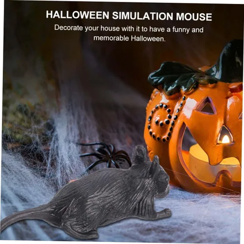 Vista 7 de 10 ratones falsos de plástico para simulación de Halloween para trucos y decoración, ligeros, reutilizables, divertidos para fiestas de Halloween
