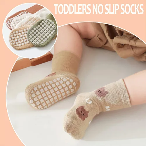 Vista 4 de TRUEHAN 5 pares de calcetines antideslizantes con puños para bebés, para niños y niñas