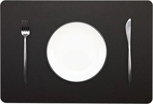 Vista 8 de Manteles individuales lavables de cuero, impermeables, resistentes al calor, fáciles de limpiar, para mesa de comedor, mesa de cocina (2, negro)