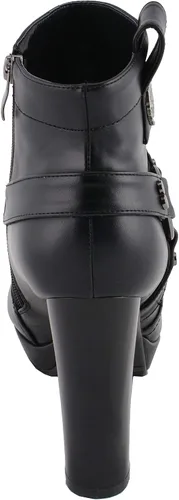 Vista 5 de Milwaukee Leather MBL9432 - Botines negros con arnés para mujer con tacón de bloque