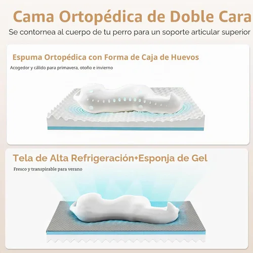 Vista 4 de Cama grande para perros con espuma viscoelástica de gel refrescante, cama ortopédica impermeable para mascotas con funda lavable y parte inferior