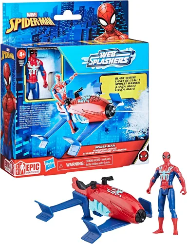 Vista 12 de Marvel Epic Hero Series Web Splashers Spider-Man Hydro Jet Blast, figura de acción de 4 pulgadas y juego de vehículos, juguetes de superhéroes