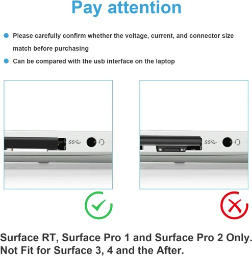 Vista 6 de 24W 12V 2A Adaptador de CA para Microsoft Surface RT Surface Pro 1 y Surface 2 1512 1513 1516 1572 Cargador