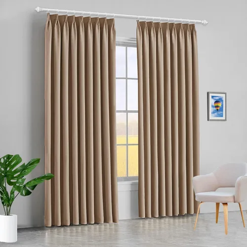 Vista 9 de Mamu Thread Collection Double Pinch Pleates Polyster Blended Blackout Curtain Panel & Drapes- Wine Solid, 42 Inch by 45 Inch- 2 Panel- (21+21) Wide
