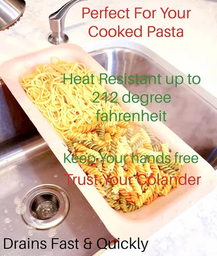 Vista 5 de Colador extensible para colocar sobre el fregadero - Colador extensible para fregadero - Lavar frutas y verduras. Escurrir pasta y platos cocidos