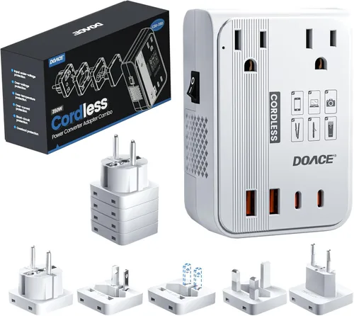 Vista 10 de Convertidor de voltaje de 350 W actualizado de EE. UU. a Europa para alisador de cabello, afeitadora, cepillo de dientes, cámara CPAP, teléfono