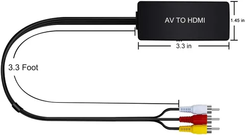 Vista 6 de Convertidor HDMI a AV Adaptador de convertidor compuesto HDMI a RCA, compatible con PAL/NTSC, soporte 1080P, compatible con Roku/Fire