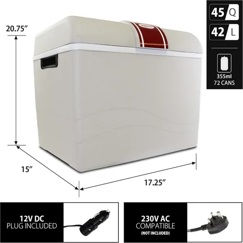 Vista 4 de Koolatron 12V Enfriador y Calentador Sin Hielo – Enfriador Eléctrico Portátil para Coche, Camión, Autocaravana, Barco, Mini Nevera de Lado Duro