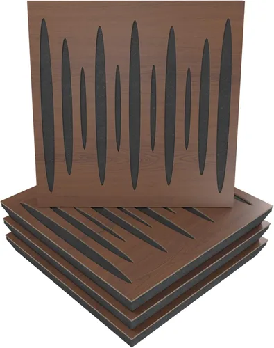 Vista 11 de Paquete de 4 paneles acústicos difusos para absorción de sonido «Pulsar» 19.7 x 19.7 x 2.1 pulgadas Absorción - Difusión - Reflexión Negro