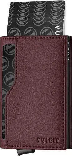 Vista 12 de Cartera con tarjetero VULKIT con bloqueo RFID, diseño minimalista, con ventanas dobles para identificación, cartera desplegable para 12 tarjetas