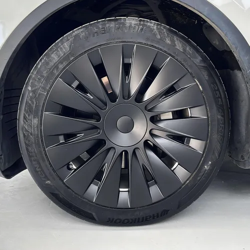 Vista 12 de KAVANIC 4 piezas de cubierta de rueda Compatible con Tesla Model Y 19 pulgadas 2020-2024 ABS tapacubos estilo cuchilla negro mate Compatible