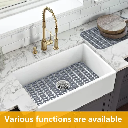 Vista 41 de Protectores de fregadero de cocina de 12 x 11 y 13 x 11 pulgadas, protectores de silicona para fregadero de cocina para la parte inferior del Gris