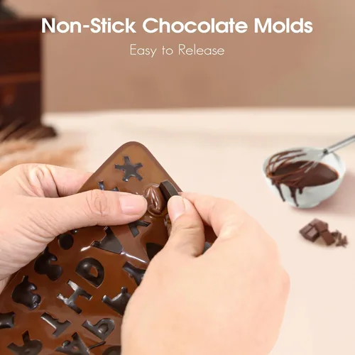 Vista 4 de Moldes de silicona para letras y números de chocolate con símbolos de decoración de pasteles de feliz cumpleaños, 2