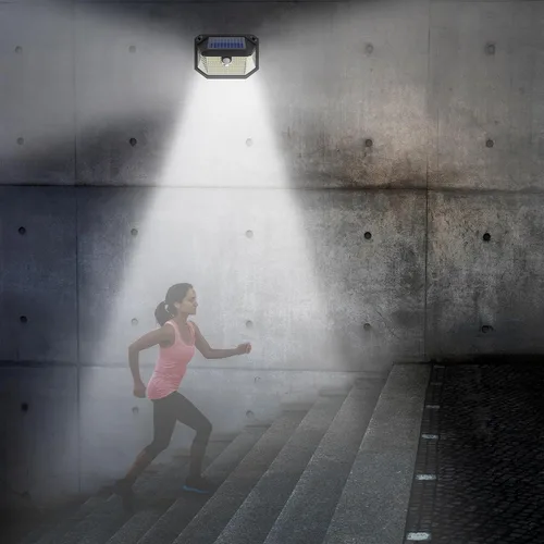 Vista 2 de Luces solares para exteriores, luces con impermeabilidad IP65 y 3 modos de iluminación, luz de detección de movimiento con gran angular de 270°