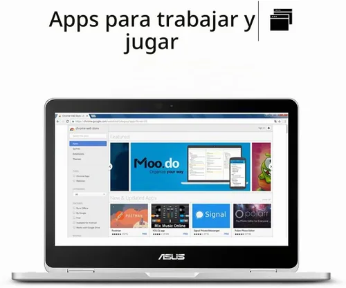 Vista 4 de ASUS laptop Chromebook Flip C302CA-DHM4, pantalla táctil de 12.5 pulgadas, Intel Core m3 con 64GB de almacenamiento y RAM de 4GB