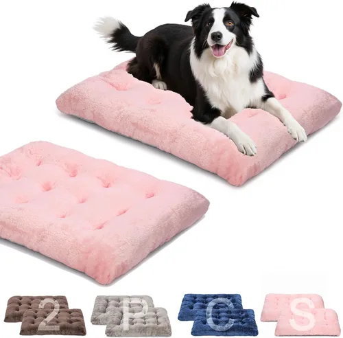 Vista 18 de POMIU Paquete de 2 camas lavables para perros, camas de felpa de lujo con antideslizante, lavable a máquina, tapete para dormir para perros grandes