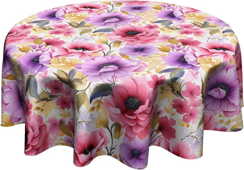 Vista 13 de Giwawa Mantel de hojas florales bohemias, mantel de hojas coloridas, mantel botánico natural de acuarela, mantel redondo de primavera y verano, Boho