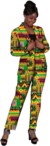Vista 19 de XIAOHUAGUA Trajes africanos para mujer, conjunto de 2 piezas con estampado de Ankara Fs1496