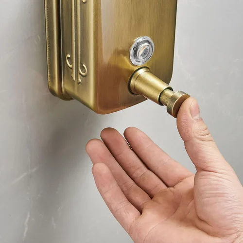Vista 2 de Dispensador de jabón comercial montado en la pared, acero inoxidable, gran capacidad para jabón de manos, diseño antioxidante para baños, hoteles