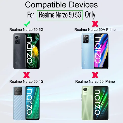 Vista 2 de Ibywind Protector de pantalla para realme Narzo 50 5G (6.6 pulgadas), paquete de 2 + 1 protector de lente de cámara + 1 película trasera, vidrio