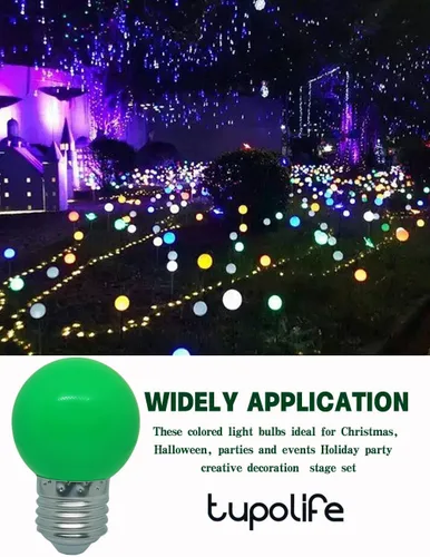 Vista 5 de Bombilla de luz CC de 12 V, bombillas LED de bajo voltaje, verde de 1 W G14 G45 Mini Globe E26, luces nocturnas de colores, equivalente a 10 W