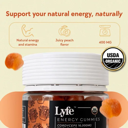 Vista 5 de LYFE Gomitas funcionales de durazno: energía y resistencia