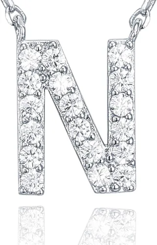 Vista 134 de PAVOI 14K White Gold Plated Cubic Zirconia Initial Necklace Letter Dainty Necklaces for Women