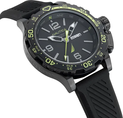Vista 3 de Nautica NAPGLF114 Glenrock Lagoon Reloj con correa de silicona negra IPnegronegro, Negro