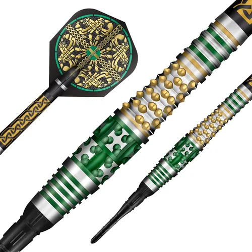 Vista 2 de Shot! Dardos de punta suave, celt cernunnos (0.63 oz/0.71 oz), 90% tungsteno barril, peso frontal, juego de dardos profesionales hechos a mano