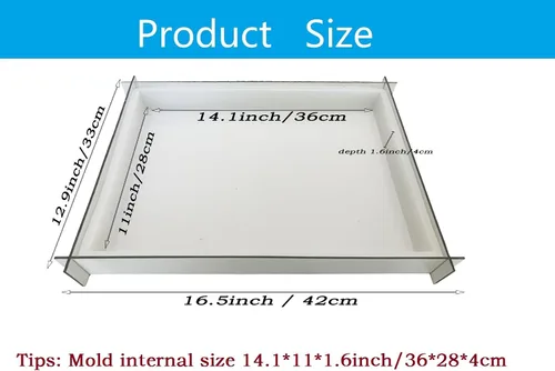 Vista 3 de Moldes de silicona de resina rectangular grande de 16 x 12 pulgadas, molde de silicona de resina epoxi para mesa de café de río, tablas de cortar