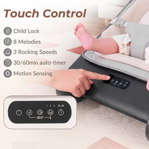 Vista 6 de VaVaSoo Silla mecedora para bebé, mecedora eléctrica para bebé y asiento