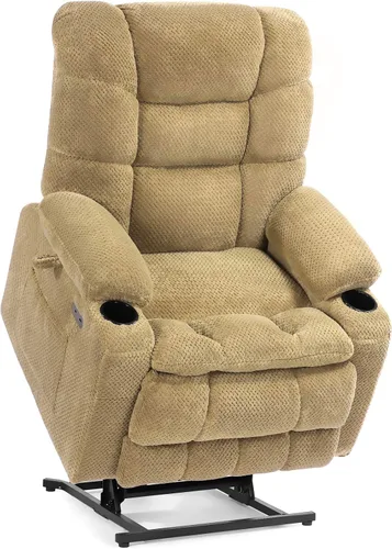 Vista 17 de EONIX Silla reclinable ancha para ancianos, silla elevadora de gran tamaño resistente de 400 libras con calor y masaje, reclinable elevador