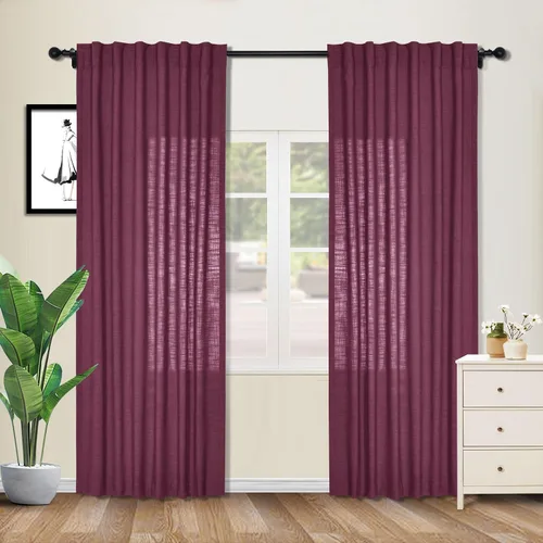 Vista 42 de cololeaf Cortinas de lino naturales de 63 pulgadas de largo, cortinas neutras con bolsillo para barra, pestaña trasera, oscurecimiento de la Aqua
