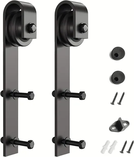 Vista 8 de SMARTSTANDARD Perchas corredizas para puerta de granero, 2 piezas (negro) (perchas en forma de I)